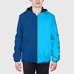 Куртка с капюшоном мужская Двуцветный синий, цвет: 3D-черный — фото 2