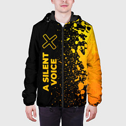 Куртка с капюшоном мужская A Silent Voice - gold gradient: по-вертикали, цвет: 3D-черный — фото 2