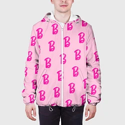 Куртка с капюшоном мужская Барби паттерн буква B, цвет: 3D-белый — фото 2