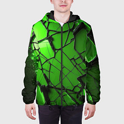 Куртка с капюшоном мужская Зеленое треснутое стекло, цвет: 3D-черный — фото 2