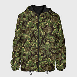 Куртка с капюшоном мужская Магические грибы - камуфляж, цвет: 3D-черный
