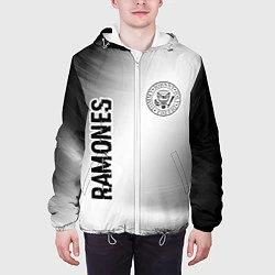 Куртка с капюшоном мужская Ramones glitch на светлом фоне: надпись, символ, цвет: 3D-белый — фото 2