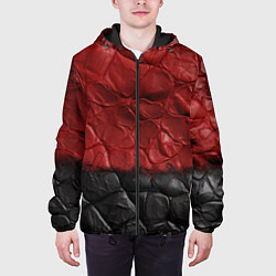 Куртка с капюшоном мужская Черная красная текстура, цвет: 3D-черный — фото 2