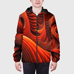 Куртка с капюшоном мужская Оранжевая абстракция, цвет: 3D-черный — фото 2