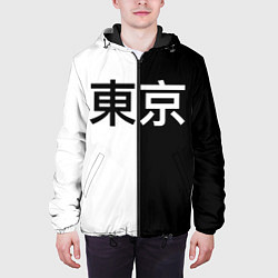 Куртка с капюшоном мужская Tokyo - Иероглифы, цвет: 3D-черный — фото 2