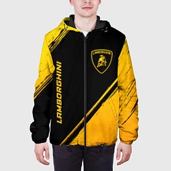 Куртка с капюшоном мужская Lamborghini - gold gradient: надпись, символ, цвет: 3D-черный — фото 2
