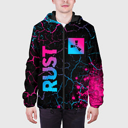 Куртка с капюшоном мужская Rust - neon gradient: надпись, символ, цвет: 3D-черный — фото 2