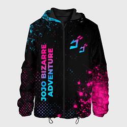 Куртка с капюшоном мужская JoJo Bizarre Adventure - neon gradient: надпись, с, цвет: 3D-черный