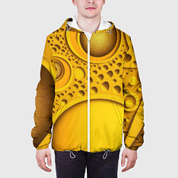 Куртка с капюшоном мужская Желтая объемная текстура, цвет: 3D-белый — фото 2