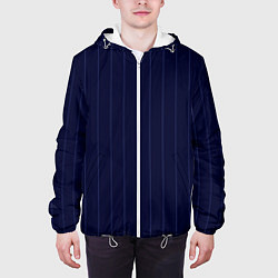 Куртка с капюшоном мужская Серьезный тёмно-синий полосы, цвет: 3D-белый — фото 2