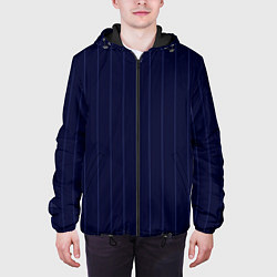 Куртка с капюшоном мужская Серьезный тёмно-синий полосы, цвет: 3D-черный — фото 2