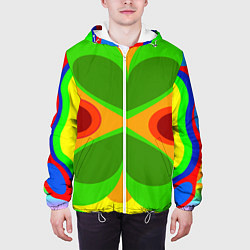 Куртка с капюшоном мужская Цветные плавные фигуры, цвет: 3D-белый — фото 2