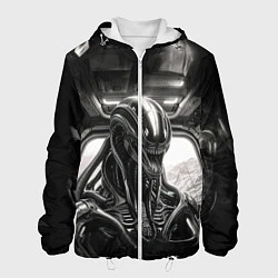 Куртка с капюшоном мужская Ксеноморф в каюте космического корабля, цвет: 3D-белый