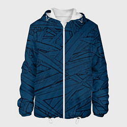 Куртка с капюшоном мужская Стилизация трава тёмно-синий, цвет: 3D-белый