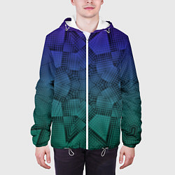 Куртка с капюшоном мужская Холодный градиент зелено-фиолетовый, цвет: 3D-белый — фото 2