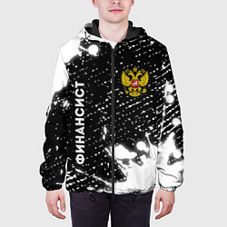 Куртка с капюшоном мужская Финансист из России и герб РФ: надпись, символ, цвет: 3D-черный — фото 2