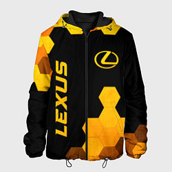 Куртка с капюшоном мужская Lexus - gold gradient: надпись, символ, цвет: 3D-черный