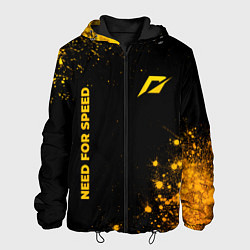 Куртка с капюшоном мужская Need for Speed - gold gradient: надпись, символ, цвет: 3D-черный