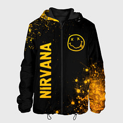 Куртка с капюшоном мужская Nirvana - gold gradient: надпись, символ, цвет: 3D-черный