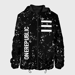 Куртка с капюшоном мужская OneRepublic glitch на темном фоне: надпись, символ, цвет: 3D-черный
