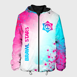 Куртка с капюшоном мужская Brawl Stars neon gradient style: надпись, символ, цвет: 3D-черный
