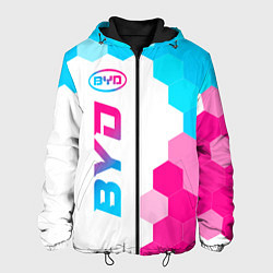 Куртка с капюшоном мужская BYD neon gradient style: по-вертикали, цвет: 3D-черный