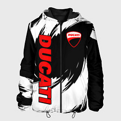 Куртка с капюшоном мужская Ducati - мазки краски, цвет: 3D-черный