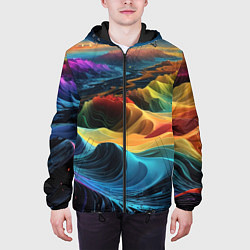 Куртка с капюшоном мужская Цифровая природа, цвет: 3D-черный — фото 2