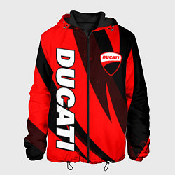 Куртка с капюшоном мужская Ducati - красные волны, цвет: 3D-черный