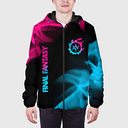 Куртка с капюшоном мужская Final Fantasy - neon gradient: надпись, символ, цвет: 3D-черный — фото 2