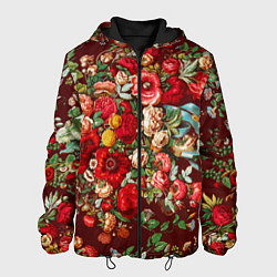 Куртка с капюшоном мужская Платок цветочный узор, цвет: 3D-черный