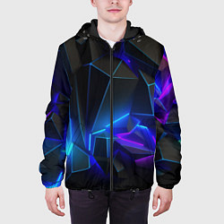Куртка с капюшоном мужская Неоновые частицы, цвет: 3D-черный — фото 2