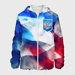 Куртка с капюшоном мужская Абстракция герб России, цвет: 3D-белый
