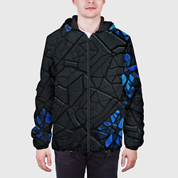 Куртка с капюшоном мужская Черные плиты с синими вставками, цвет: 3D-черный — фото 2