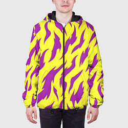Куртка с капюшоном мужская Кислотный тигр паттерн, цвет: 3D-черный — фото 2
