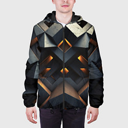 Куртка с капюшоном мужская Объемные конструкция, цвет: 3D-черный — фото 2