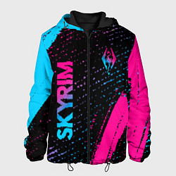 Куртка с капюшоном мужская Skyrim - neon gradient: надпись, символ, цвет: 3D-черный