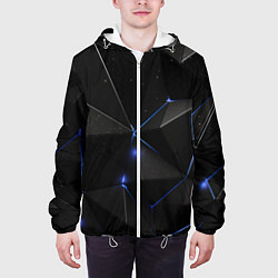 Куртка с капюшоном мужская Black geometry texture, цвет: 3D-белый — фото 2