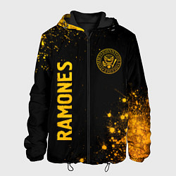 Куртка с капюшоном мужская Ramones - gold gradient: надпись, символ, цвет: 3D-черный