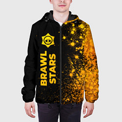 Куртка с капюшоном мужская Brawl Stars - gold gradient: по-вертикали, цвет: 3D-черный — фото 2