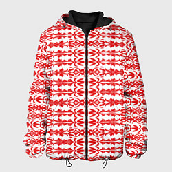 Куртка с капюшоном мужская Красно-белый батик, цвет: 3D-черный