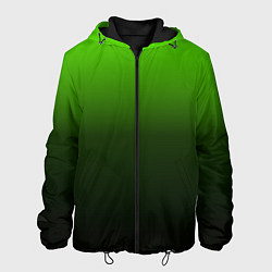 Куртка с капюшоном мужская Градиент ядовитый зеленый - черный, цвет: 3D-черный