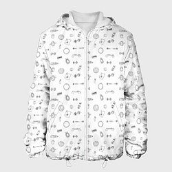 Куртка с капюшоном мужская Спортивные аксессуары паттерн, цвет: 3D-белый