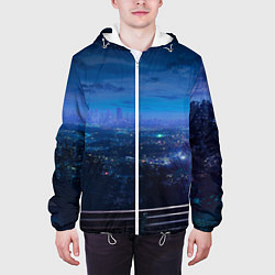 Куртка с капюшоном мужская Синий город, цвет: 3D-белый — фото 2