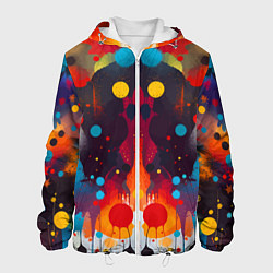 Куртка с капюшоном мужская Mirrow colorful blots - abstraction - vogue, цвет: 3D-белый