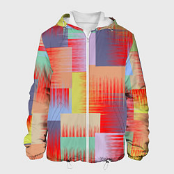 Куртка с капюшоном мужская Веселая разноцветная клетка, цвет: 3D-белый