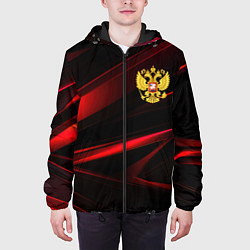 Куртка с капюшоном мужская Золотистый герб России, цвет: 3D-черный — фото 2