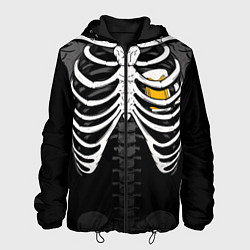 Куртка с капюшоном мужская Скелет: ребра и кружка пива, цвет: 3D-черный