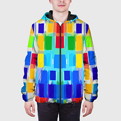 Куртка с капюшоном мужская Colorful strips - pop art - vogue, цвет: 3D-черный — фото 2