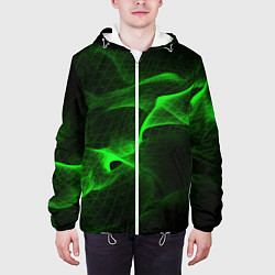 Куртка с капюшоном мужская Зеленый абстрактный дым, цвет: 3D-белый — фото 2